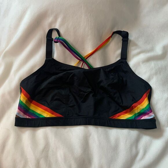 Livi Active Black Rainbow Strappy Sports Bra 18/20 - Picture 1 of 4